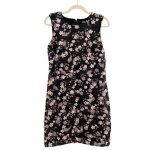 NWT Karl Lagerfeld Paris Size 6 Black Pink Floral Dress 3D Flowers
